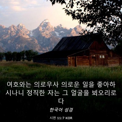 Picture 03 - 시편 11:7 KOR - 여호와는 의로우사 의로운 일을 - Bible Verse Picture