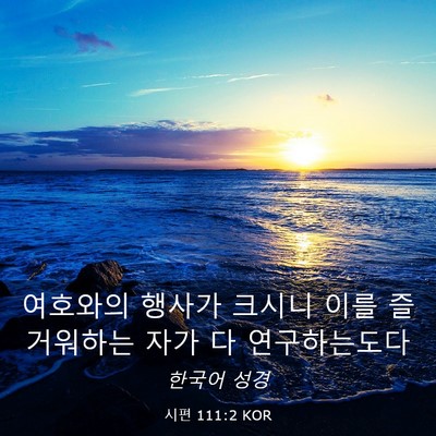 Picture 03 - 시편 111:2 KOR - 여호와의 행사가 크시니 이를 - Bible Verse Picture