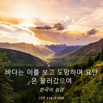 Picture 03 - 시편 114:3 KOR - 바다는 이를 보고 도망하며 요단은 - Bible Verse Picture