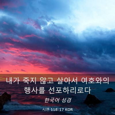 Picture 03 - 시편 118:17 KOR - 내가 죽지 않고 살아서 여호와의 - Bible Verse Picture