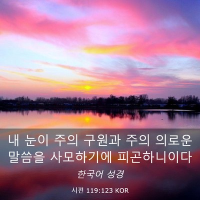 Picture 03 - 시편 119:123 KOR - 내 눈이 주의 구원과 주의 의로운 - Bible Verse Picture