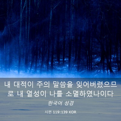 Picture 03 - 시편 119:139 KOR - 내 대적이 주의 말씀을 - Bible Verse Picture
