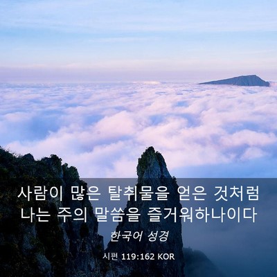Picture 03 - 시편 119:162 KOR - 사람이 많은 탈취물을 얻은 것처럼 - Bible Verse Picture