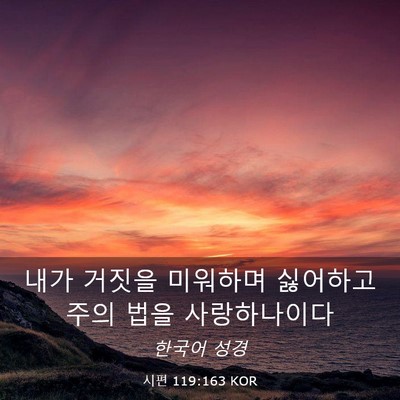 Picture 03 - 시편 119:163 KOR - 내가 거짓을 미워하며 싫어하고 주의 - Bible Verse Picture