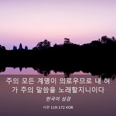 Picture 03 - 시편 119:172 KOR - 주의 모든 계명이 의로우므로 내 - Bible Verse Picture