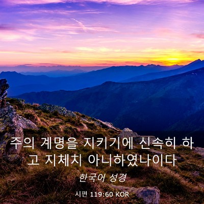 Picture 03 - 시편 119:60 KOR - 주의 계명을 지키기에 신속히 하고 - Bible Verse Picture