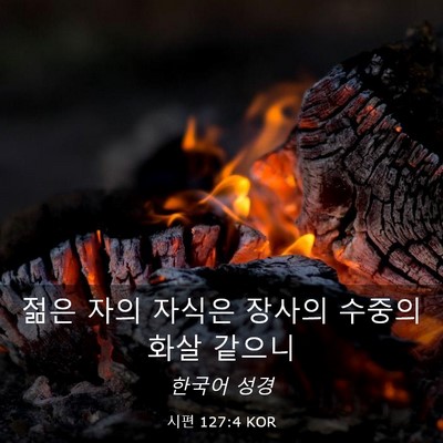 Picture 03 - 시편 127:4 KOR - 젊은 자의 자식은 장사의 수중의 - Bible Verse Picture