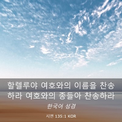 Picture 03 - 시편 135:1 KOR - 할렐루야 여호와의 이름을 찬송하라 - Bible Verse Picture