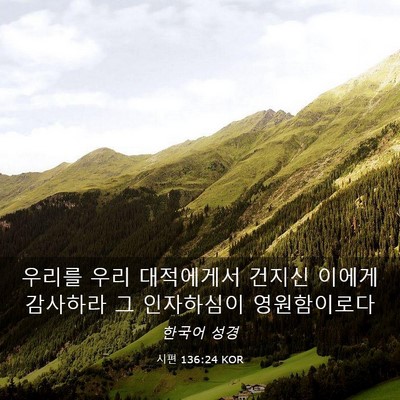 Picture 03 - 시편 136:24 KOR - 우리를 우리 대적에게서 건지신 - Bible Verse Picture