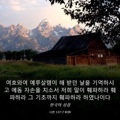 Picture 03 - 시편 137:7 KOR - 여호와여 예루살렘이 해 받던 날을 - Bible Verse Picture