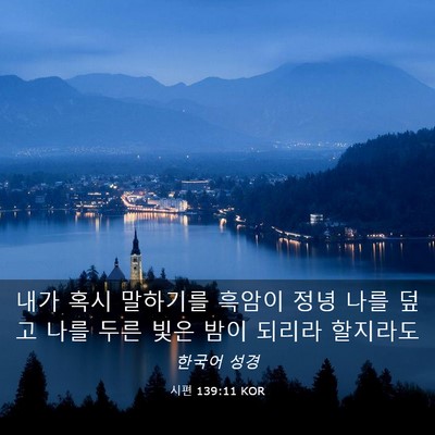 Picture 03 - 시편 139:11 KOR - 내가 혹시 말하기를 흑암이 정녕 - Bible Verse Picture