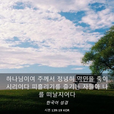 Picture 03 - 시편 139:19 KOR - 하나님이여 주께서 정녕히 악인을 - Bible Verse Picture