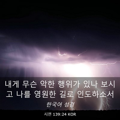 Picture 03 - 시편 139:24 KOR - 내게 무슨 악한 행위가 있나 보시고 - Bible Verse Picture