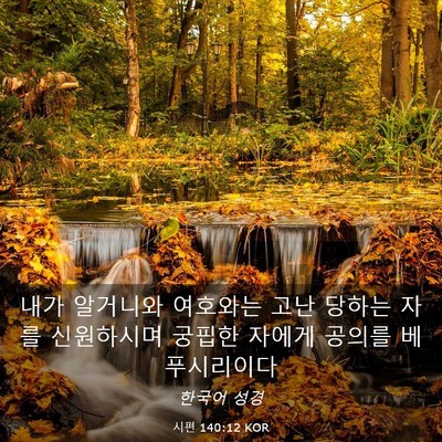 Picture 03 - 시편 140:12 KOR - 내가 알거니와 여호와는 고난 당하는 - Bible Verse Picture