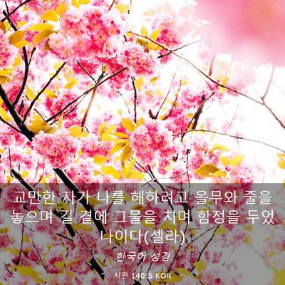 Picture 03 - 시편 140:5 KOR - 교만한 자가 나를 해하려고 올무와 - Bible Verse Picture