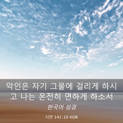 Picture 03 - 시편 141:10 KOR - 악인은 자기 그물에 걸리게 하시고 - Bible Verse Picture