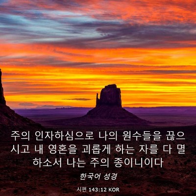Picture 03 - 시편 143:12 KOR - 주의 인자하심으로 나의 원수들을 - Bible Verse Picture