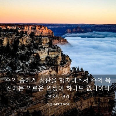Picture 03 - 시편 143:2 KOR - 주의 종에게 심판을 행치마소서 주의 - Bible Verse Picture
