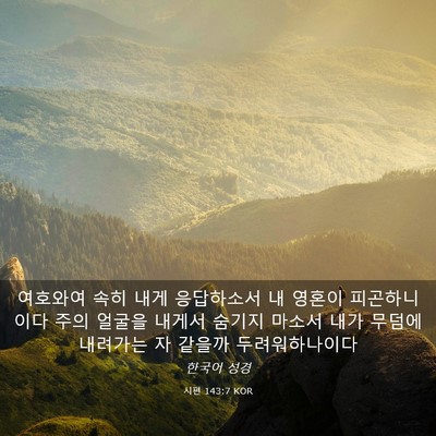 Picture 03 - 시편 143:7 KOR - 여호와여 속히 내게 응답하소서 내 - Bible Verse Picture