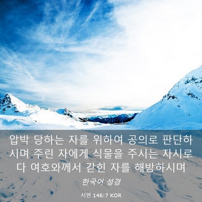 Picture 03 - 시편 146:7 KOR - 압박 당하는 자를 위하여 공의로 - Bible Verse Picture