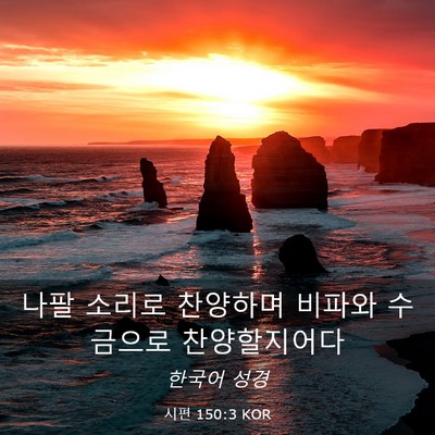 Picture 03 - 시편 150:3 KOR - 나팔 소리로 찬양하며 비파와 - Bible Verse Picture