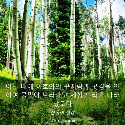 Picture 03 - 시편 18:15 KOR - 이럴 때에 여호와의 꾸지람과 콧김을 - Bible Verse Picture