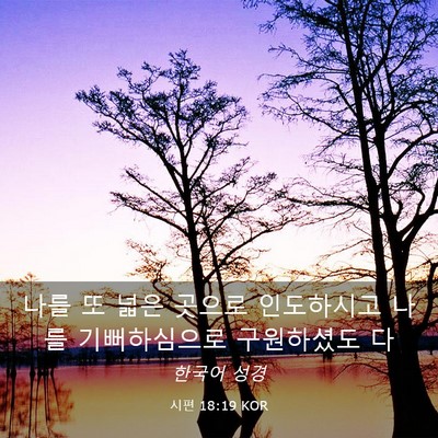 Picture 03 - 시편 18:19 KOR - 나를 또 넓은 곳으로 인도하시고 - Bible Verse Picture