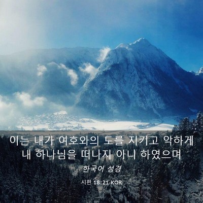 Picture 03 - 시편 18:21 KOR - 이는 내가 여호와의 도를 지키고 - Bible Verse Picture
