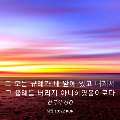Picture 03 - 시편 18:22 KOR - 그 모든 규례가 내 앞에 있고 내게서 - Bible Verse Picture