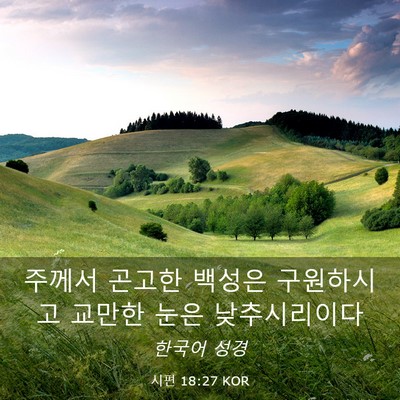 Picture 03 - 시편 18:27 KOR - 주께서 곤고한 백성은 구원하시고 - Bible Verse Picture
