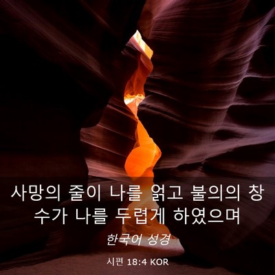 Picture 03 - 시편 18:4 KOR - 사망의 줄이 나를 얽고 불의의 - Bible Verse Picture