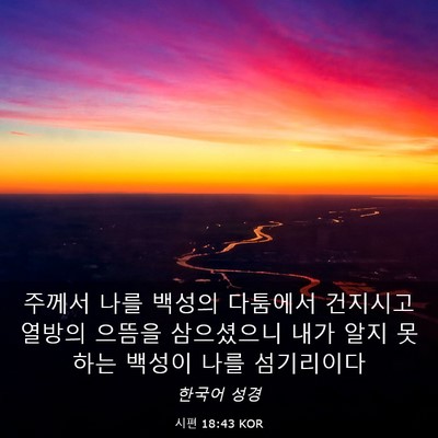 Picture 03 - 시편 18:43 KOR - 주께서 나를 백성의 다툼에서 - Bible Verse Picture