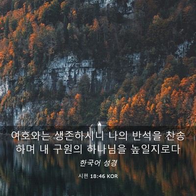 Picture 03 - 시편 18:46 KOR - 여호와는 생존하시니 나의 반석을 - Bible Verse Picture