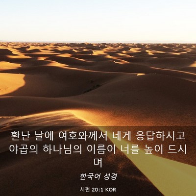 Picture 03 - 시편 20:1 KOR - 환난 날에 여호와께서 네게 - Bible Verse Picture