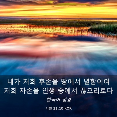 Picture 03 - 시편 21:10 KOR - 네가 저희 후손을 땅에서 멸함이여 - Bible Verse Picture