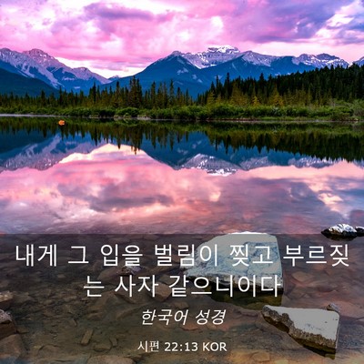 Picture 03 - 시편 22:13 KOR - 내게 그 입을 벌림이 찢고 부르짖는 - Bible Verse Picture