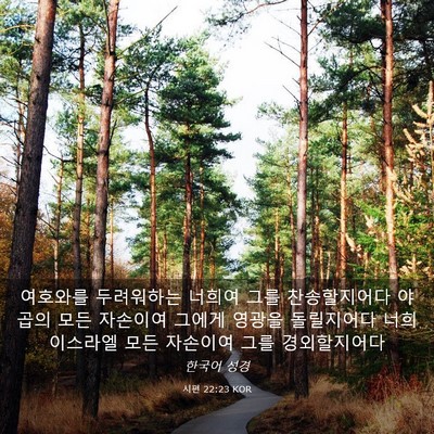 Picture 03 - 시편 22:23 KOR - 여호와를 두려워하는 너희여 그를 - Bible Verse Picture