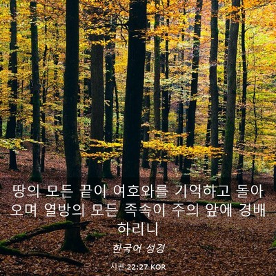 Picture 03 - 시편 22:27 KOR - 땅의 모든 끝이 여호와를 기억하고 - Bible Verse Picture