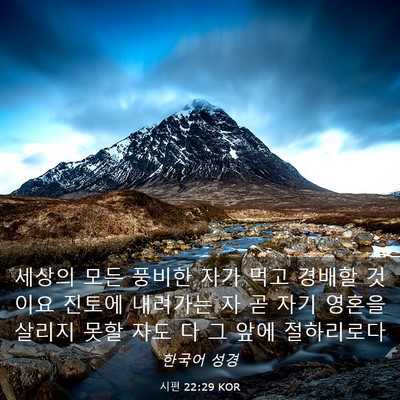 Picture 03 - 시편 22:29 KOR - 세상의 모든 풍비한 자가 먹고 - Bible Verse Picture