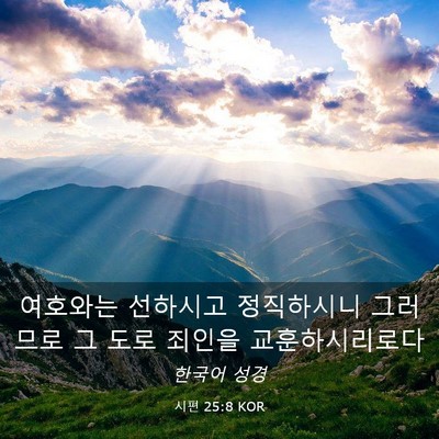 Picture 03 - 시편 25:8 KOR - 여호와는 선하시고 정직하시니 - Bible Verse Picture