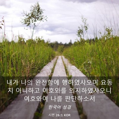 Picture 03 - 시편 26:1 KOR - 내가 나의 완전함에 행하였사오며 - Bible Verse Picture