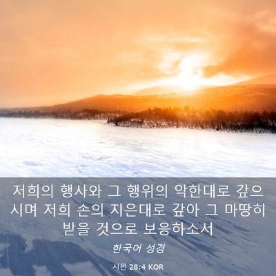 Picture 03 - 시편 28:4 KOR - 저희의 행사와 그 행위의 악한대로 - Bible Verse Picture