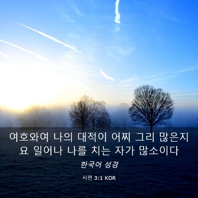 Picture 03 - 시편 3:1 KOR - 여호와여 나의 대적이 어찌 그리 - Bible Verse Picture