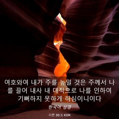 Picture 03 - 시편 30:1 KOR - 여호와여 내가 주를 높일 것은 - Bible Verse Picture