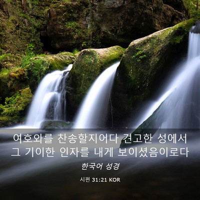 Picture 03 - 시편 31:21 KOR - 여호와를 찬송할지어다 견고한 - Bible Verse Picture