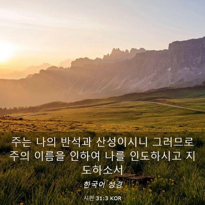 Picture 03 - 시편 31:3 KOR - 주는 나의 반석과 산성이시니 - Bible Verse Picture
