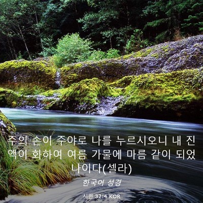 Picture 03 - 시편 32:4 KOR - 주의 손이 주야로 나를 누르시오니 - Bible Verse Picture