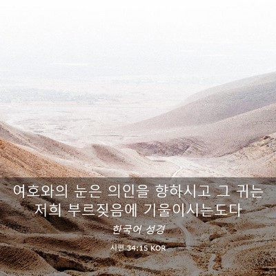 Picture 03 - 시편 34:15 KOR - 여호와의 눈은 의인을 향하시고 그 - Bible Verse Picture