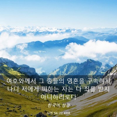 Picture 03 - 시편 34:22 KOR - 여호와께서 그 종들의 영혼을 - Bible Verse Picture