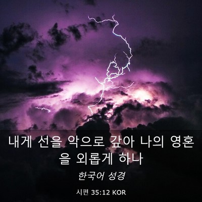 Picture 03 - 시편 35:12 KOR - 내게 선을 악으로 갚아 나의 영혼을 - Bible Verse Picture